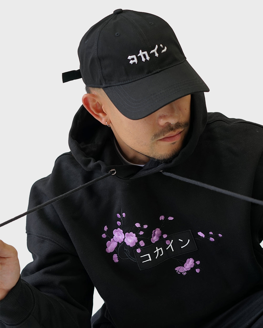 Black / Purple Blossom V1 //// Hoodie