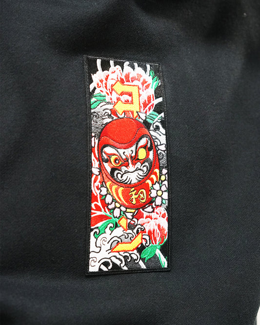 "Daruma Doll" Patch Hoodie // BLACK