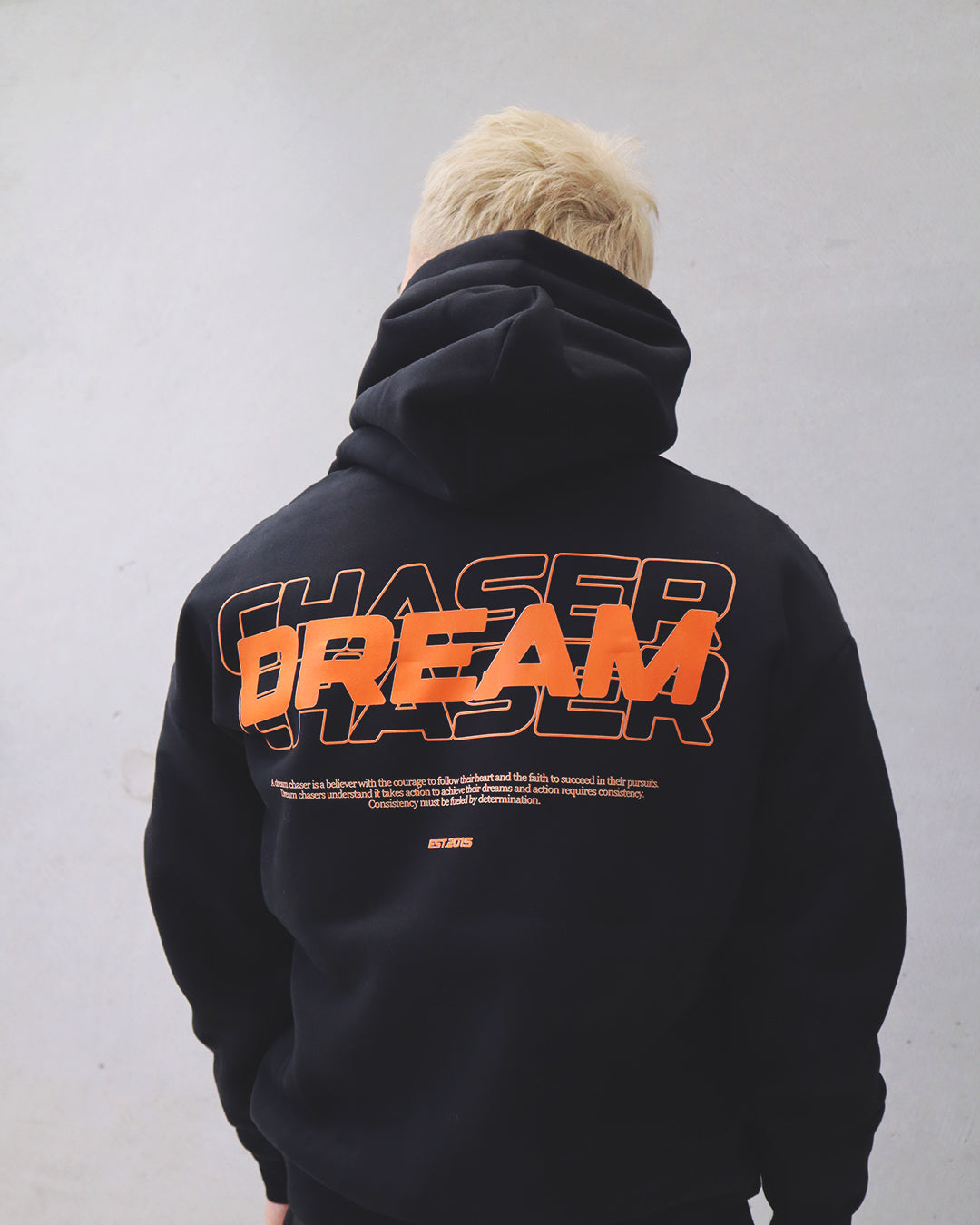 "Dream Chaser" Orange Hoodie // BLACK