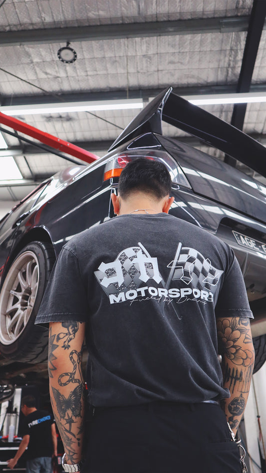 "Motorsport" T Shirt // Stone Wash Black