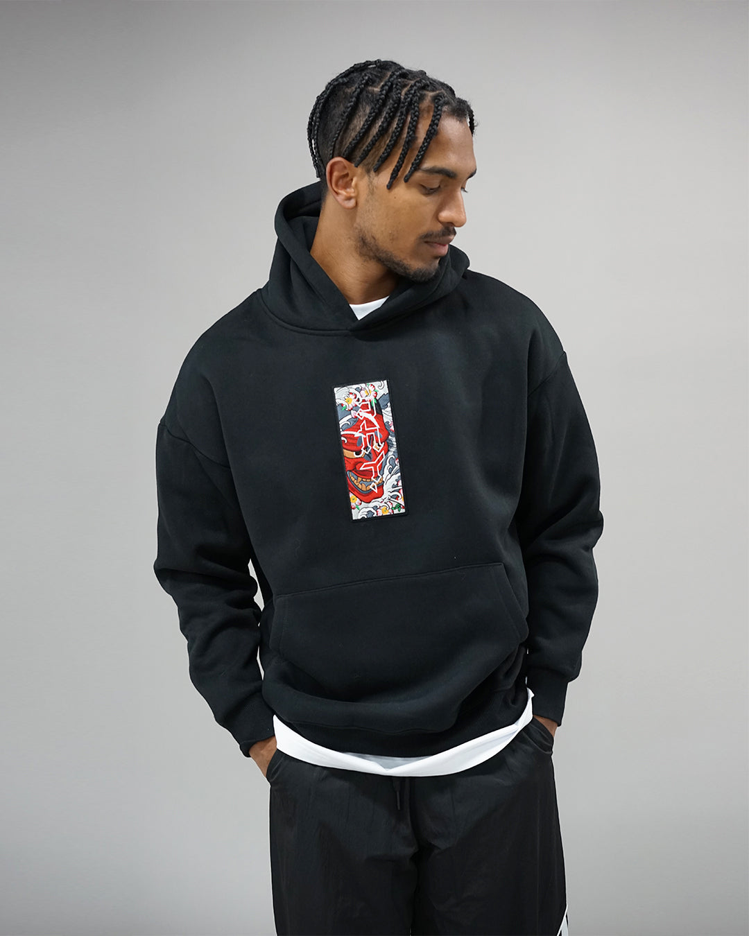 "Hannya" Patch Hoodie // BLACK