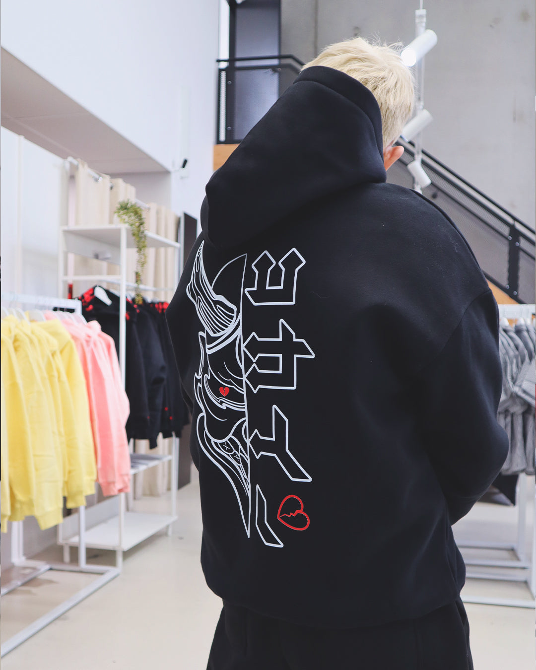 "Hanbun Hannya" Hoodie // BLACK