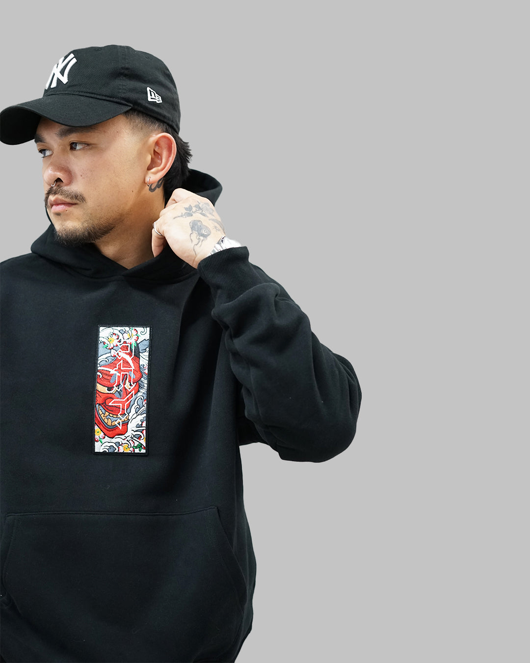 "Hannya" Patch Hoodie // BLACK