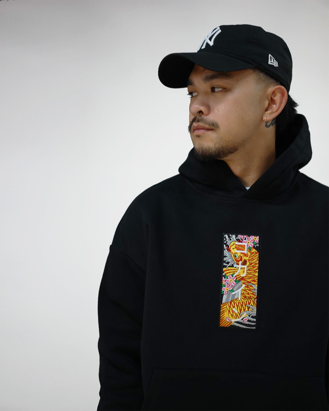 "KOI" Patch Hoodie // BLACK