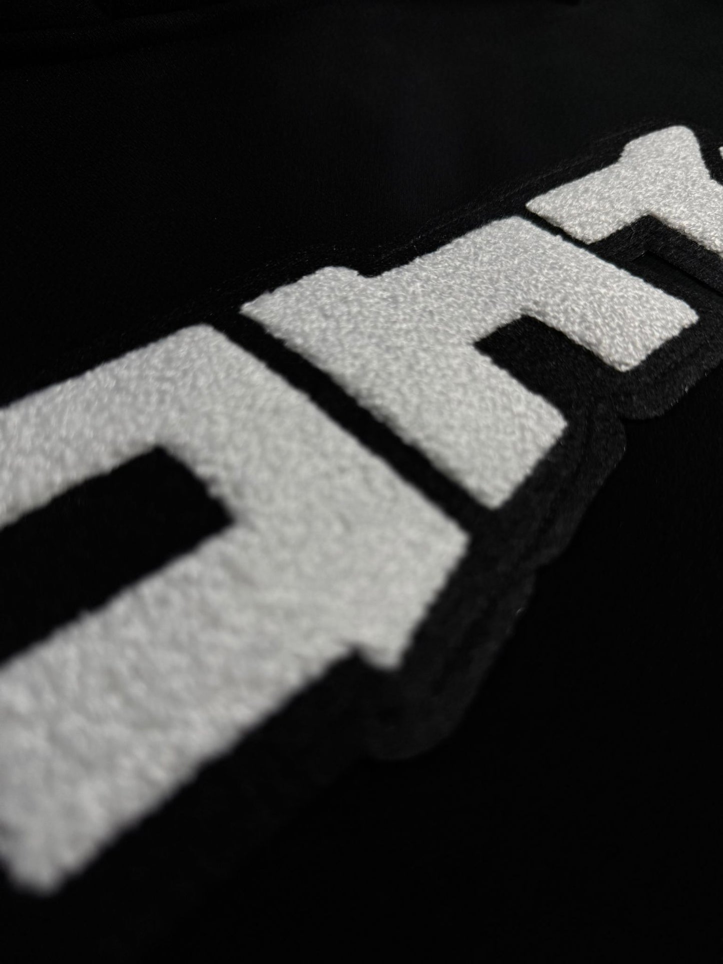 "College" Black Patch Hoodie // BLACK