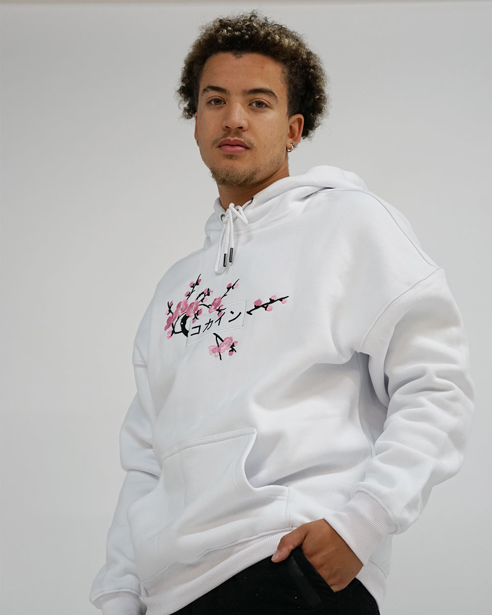 White / Pink Blossom V1 //// Hoodie