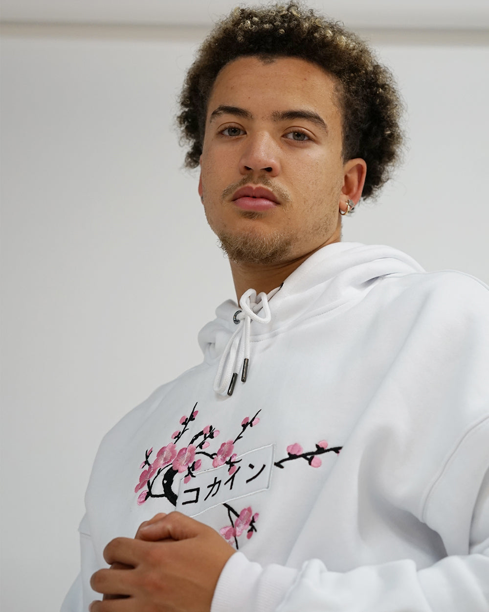 White / Pink Blossom V1 //// Hoodie