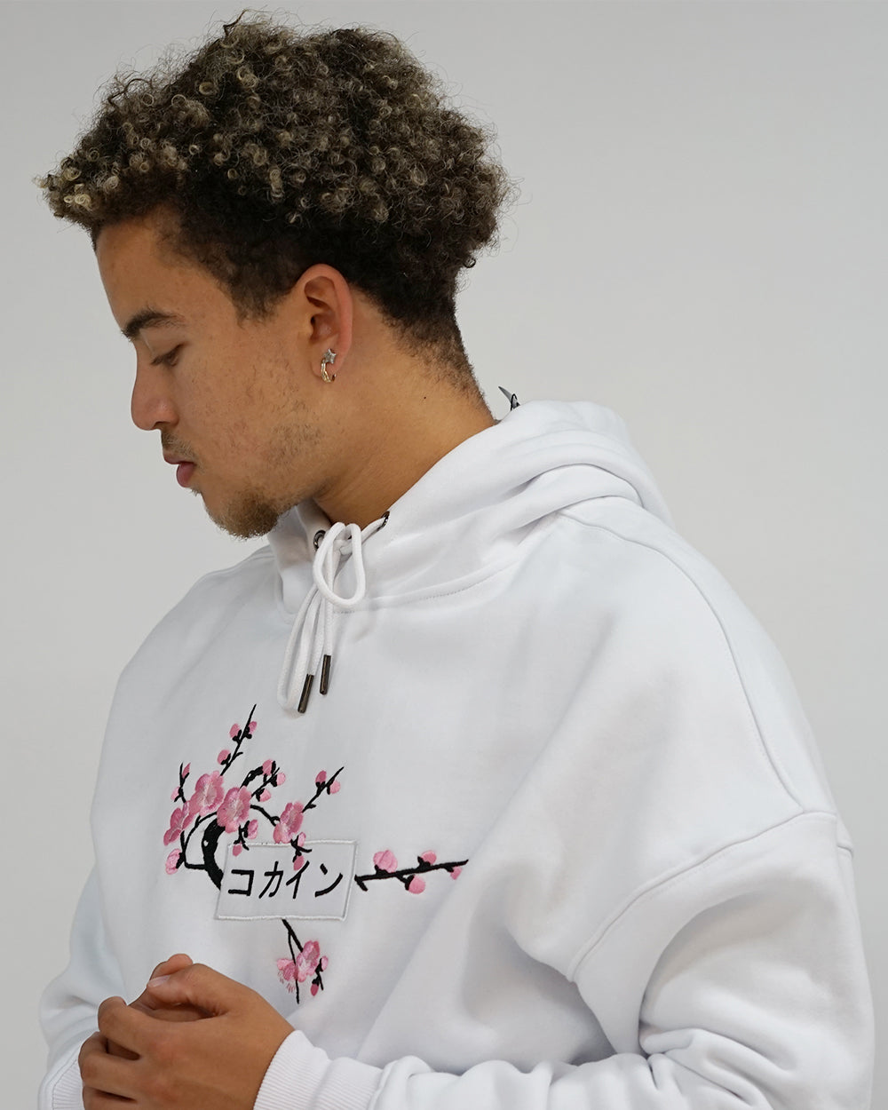 White / Pink Blossom V1 //// Hoodie