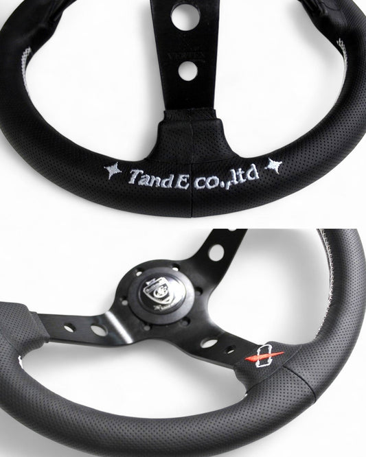 Vertex Checker Steering Wheel; Perforated Leather; 330mm x 90mm Deep