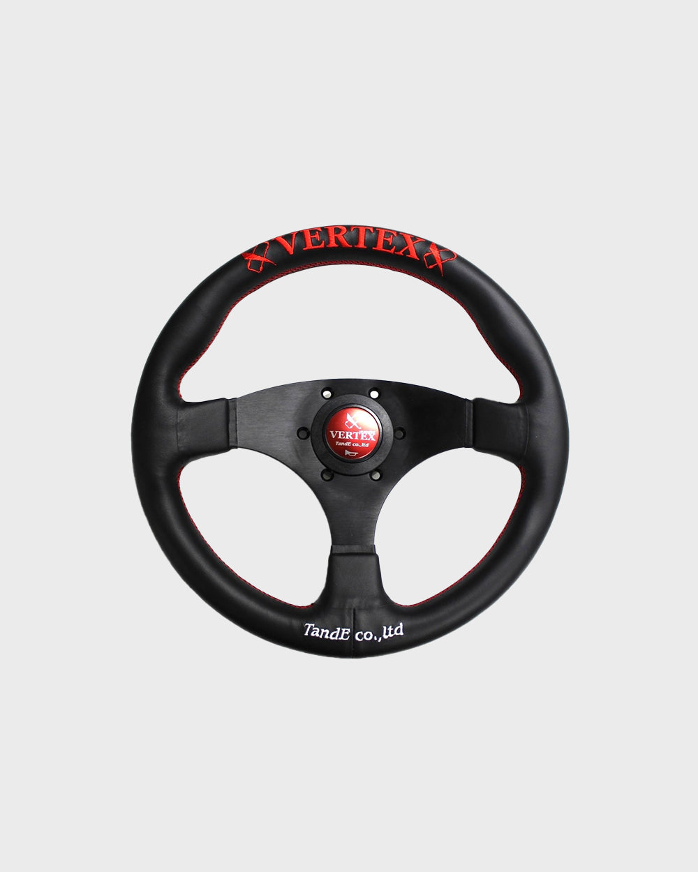 Vertex Flat Steering Wheel; Red; Leather; 325mm