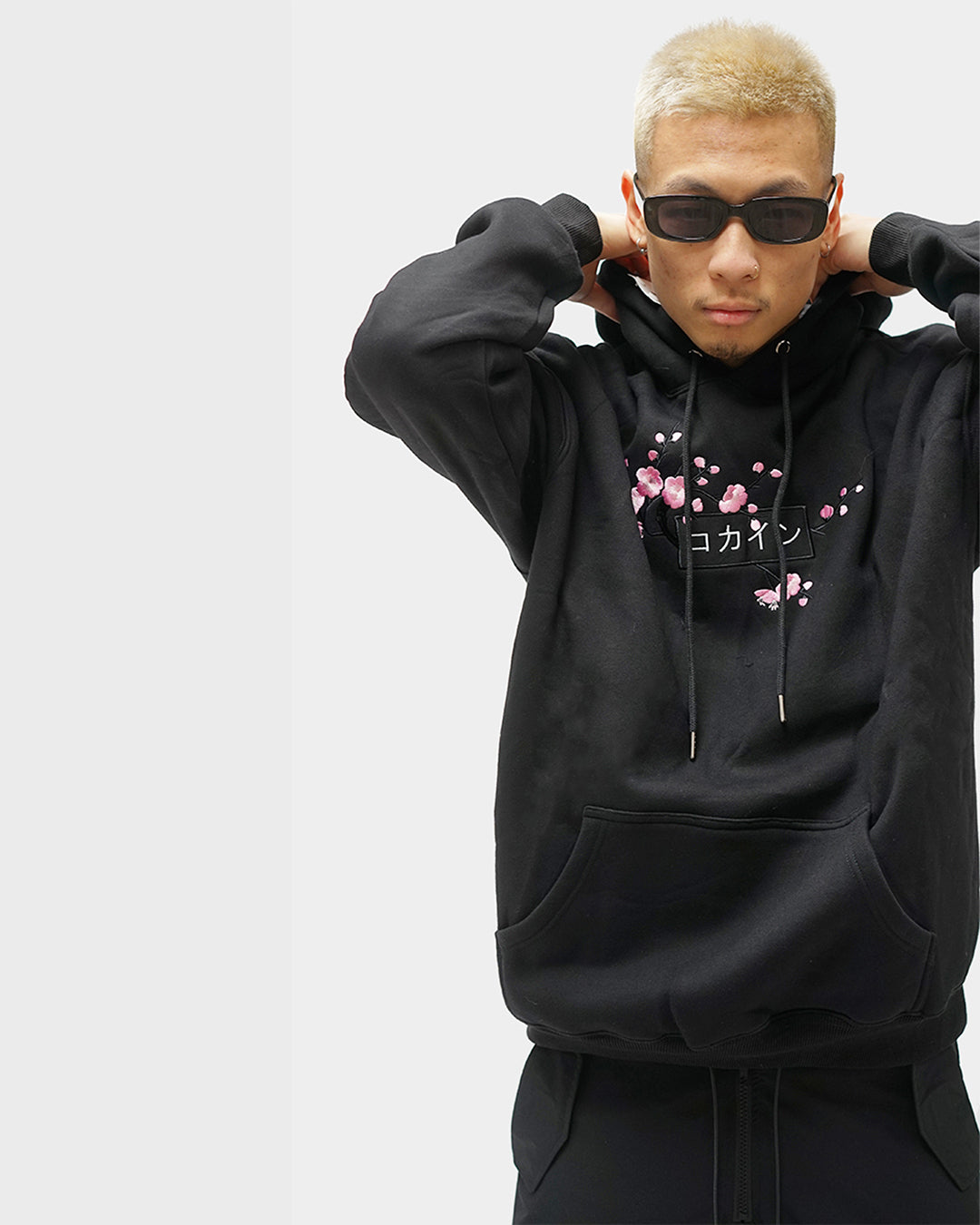 Black / Pink Blossom V1 //// Hoodie