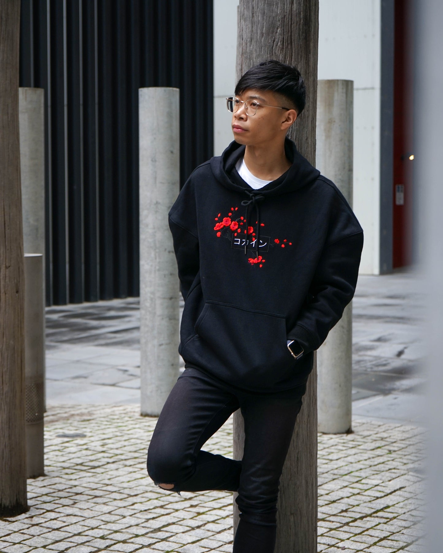 Black / Red Blossom V1 //// Hoodie