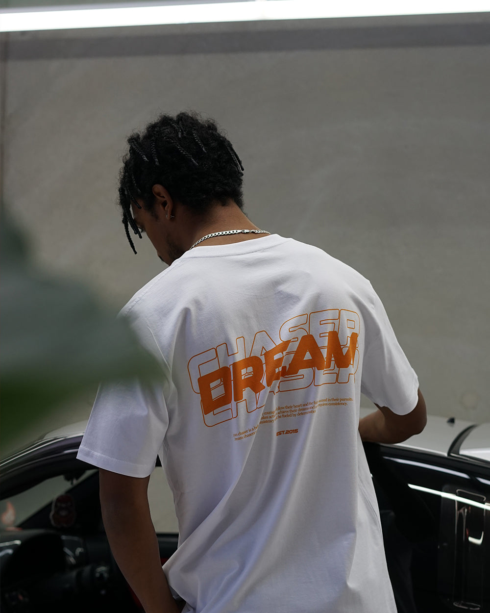 "Dream Chaser" Orange T Shirt // White