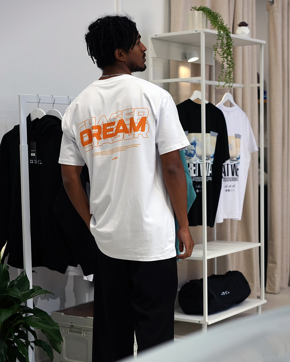 "Dream Chaser" Orange T Shirt // White