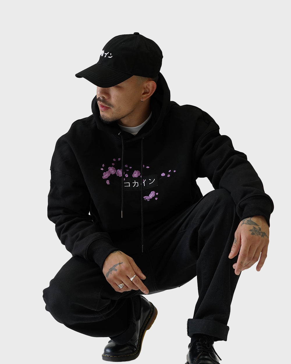 Black / Purple Blossom V1 //// Hoodie