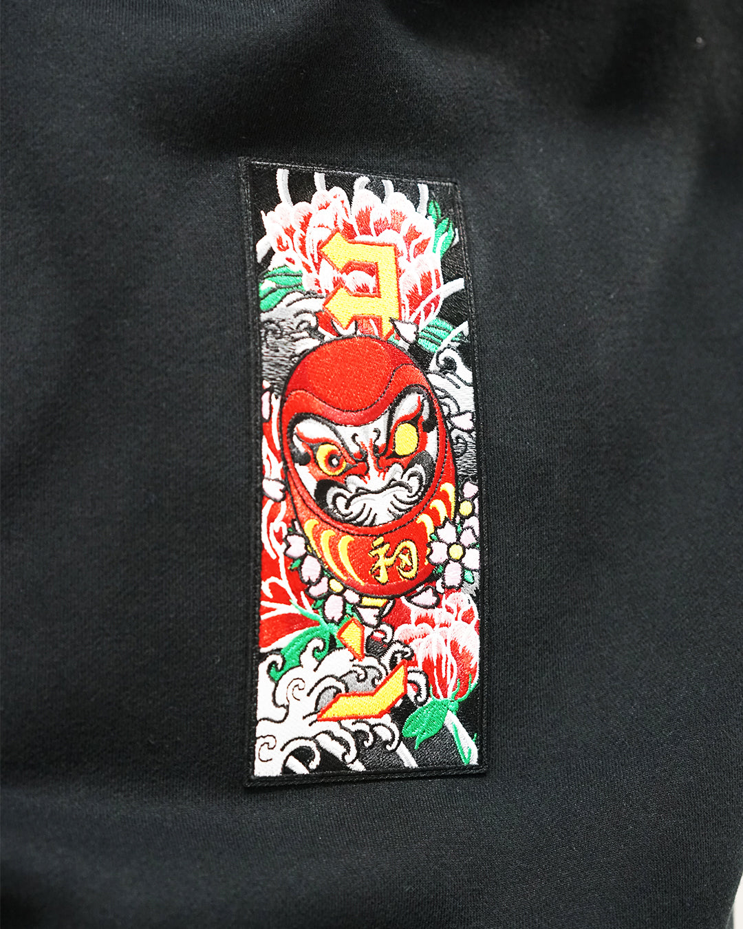 "Daruma Roll" Patch Hoodie // BLACK