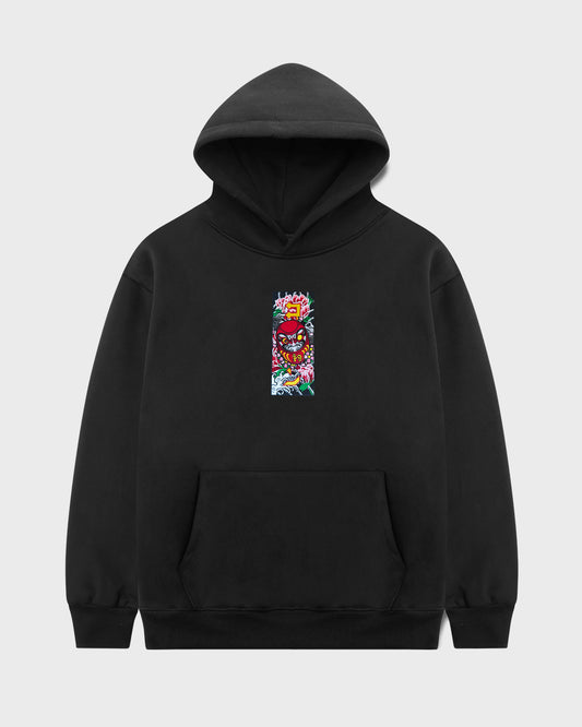 "Daruma Doll" Patch Hoodie // BLACK