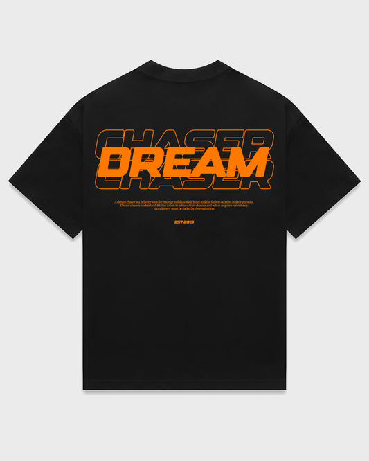 "Dream Chaser" Orange T Shirt // Black