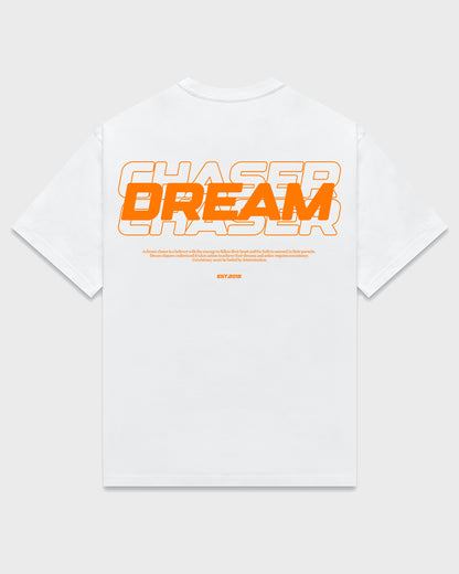 "Dream Chaser" Orange T Shirt // White