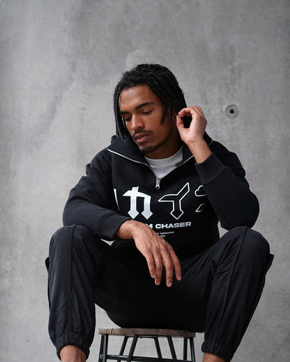 "Dream Chaser" Quarter Zip Hoodie // BLACK