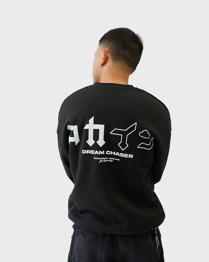 "Dream Chaser" Crewneck Sweater // BLACK