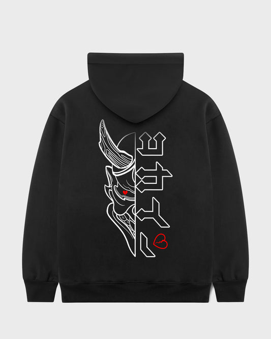 "Hanbun Hannya" Hoodie // BLACK