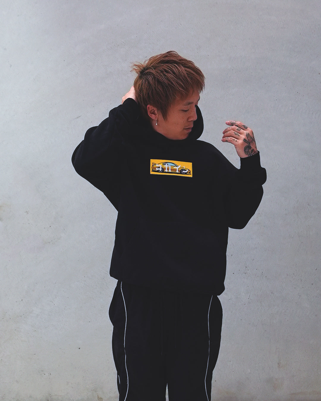 "S15" Yellow Patch Hoodie // BLACK