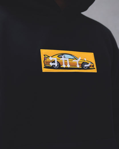 "S15" Yellow Patch Hoodie // BLACK