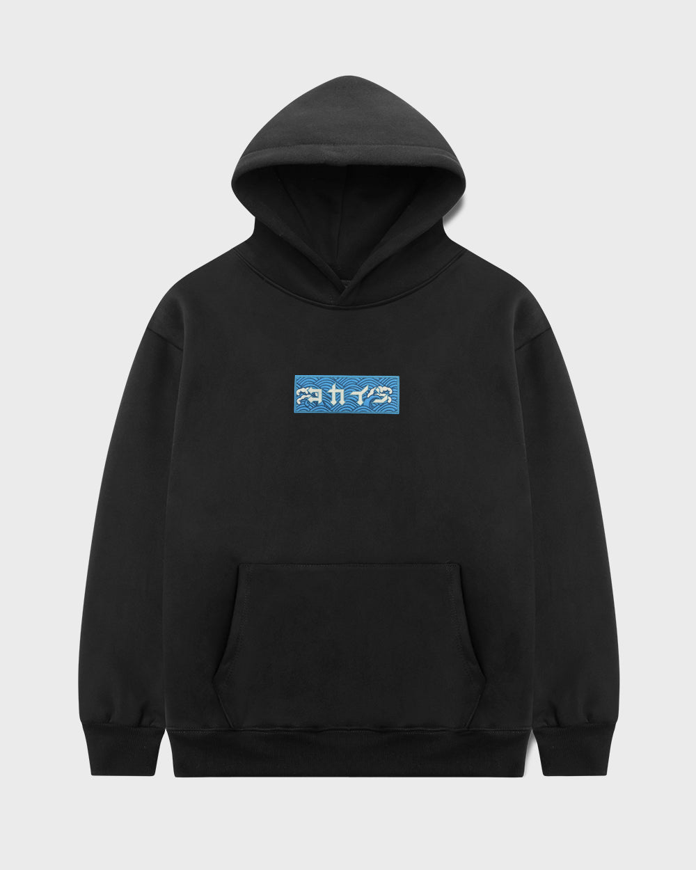 "Waves" Patch Hoodie // BLACK