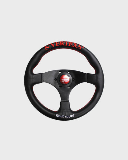 Vertex Flat Steering Wheel; Red; Leather; 325mm