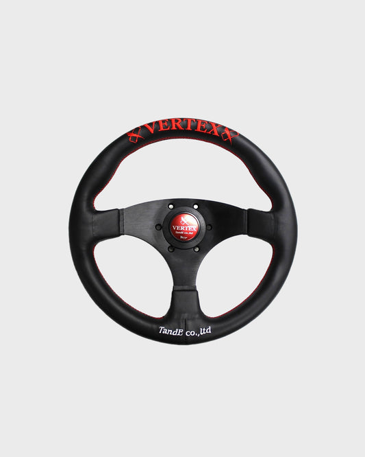 Vertex Flat Steering Wheel; Red; Leather; 325mm