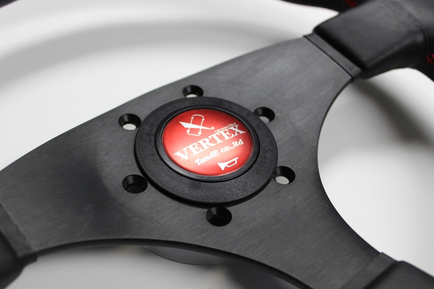 Vertex Flat Steering Wheel; Red; Leather; 325mm