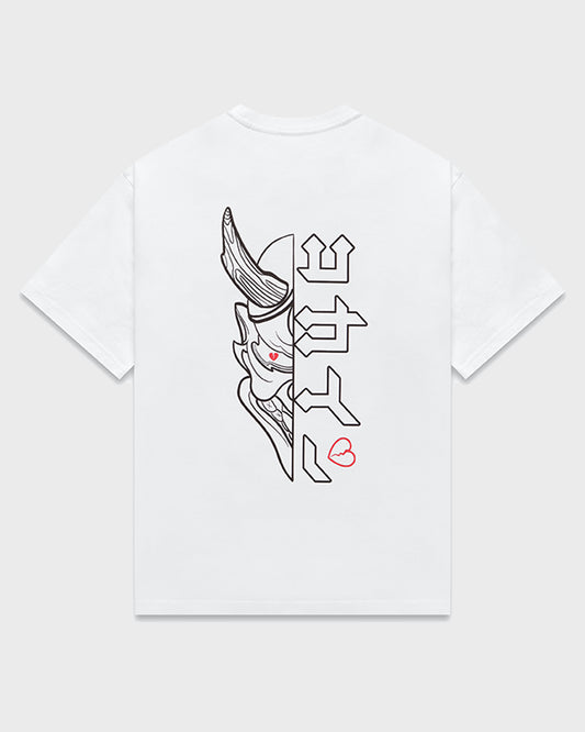 "Hanbun Hannya" T Shirt // White