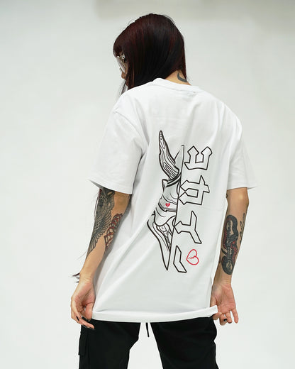 "Hanbun Hannya" T Shirt // White