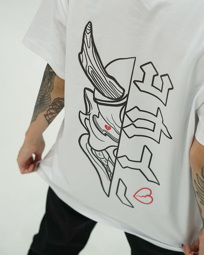 "Hanbun Hannya" T Shirt // White